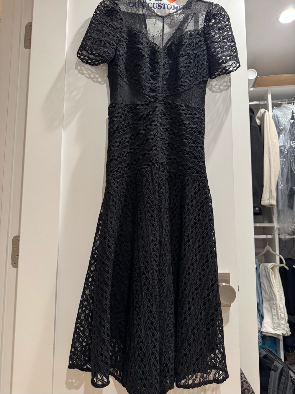 Sandro Black Lace Midi Dress
